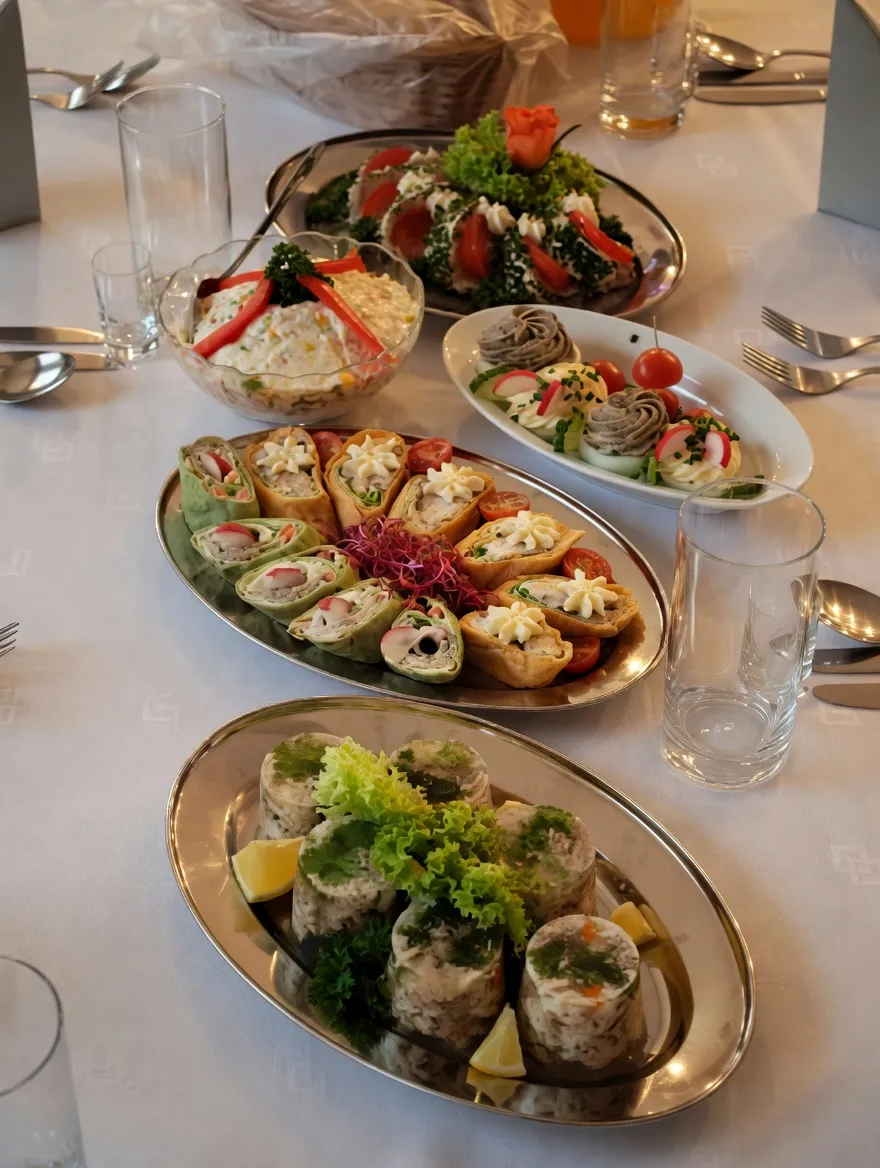 Talerze przekąsek w Pokusie - canapes, sałatki, koreczki
